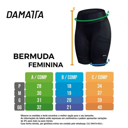Bermuda Feminina Bicicleta Ciclismo DaMatta Fun Gel Preto