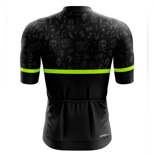 Camisa Ciclismo Bicicleta DaMatta Rock n Roll Preto/Amarelo