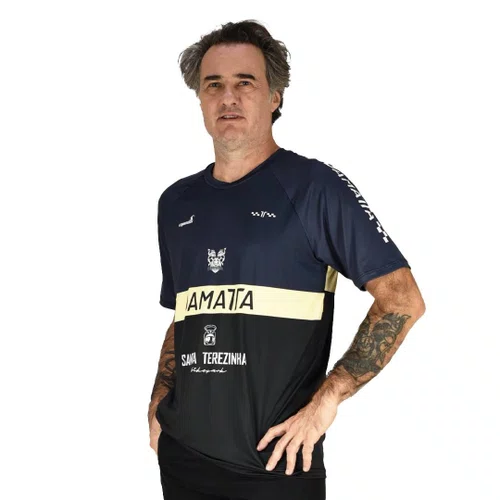 Camisa Bike Enduro Brasão Manga Curta - Azul