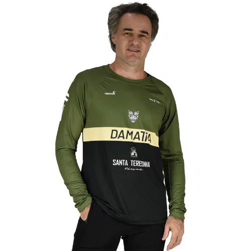 Camisa Bike Enduro Brasão Manga Longa - Verde