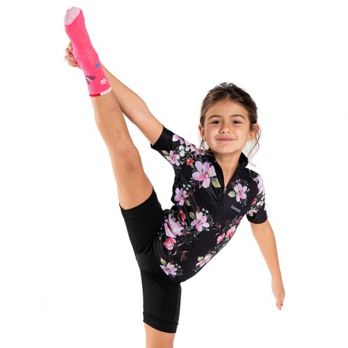Camisa Ciclismo Bicicleta DaMatta Infantil Flower Preto
