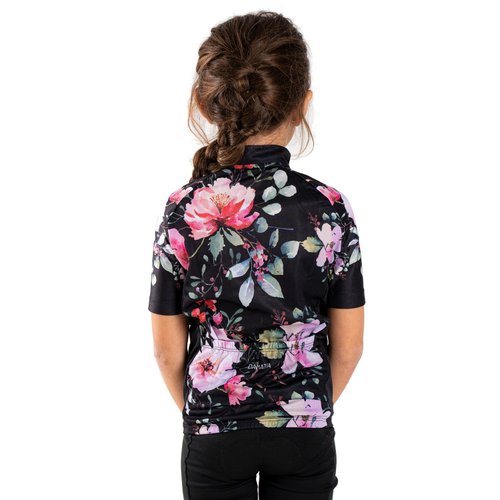 Camisa Ciclismo Bicicleta DaMatta Infantil Flower Preto