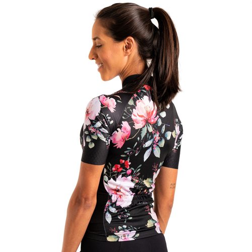 Camisa Ciclismo Bicicleta DaMatta Feminina Flower Preta