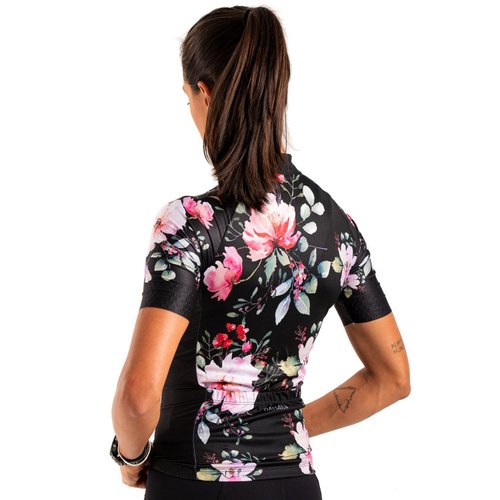 Camisa Ciclismo Bicicleta DaMatta Feminina Flower Preta