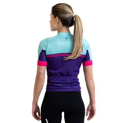 Camisa Ciclismo Bicicleta DaMatta Feminina Biker Roxo/Verde