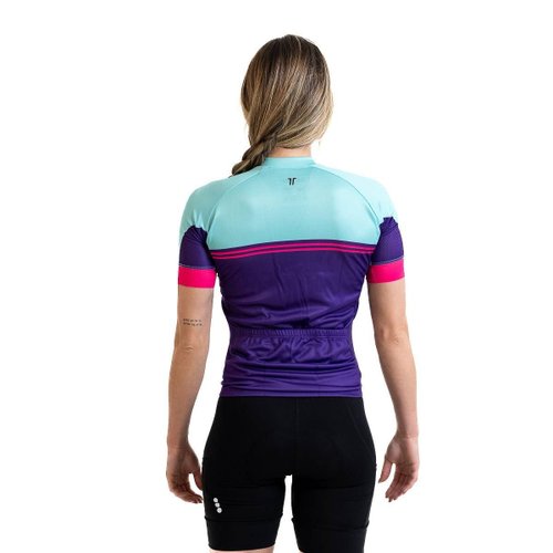Camisa Ciclismo Bicicleta DaMatta Feminina Biker Roxo/Verde