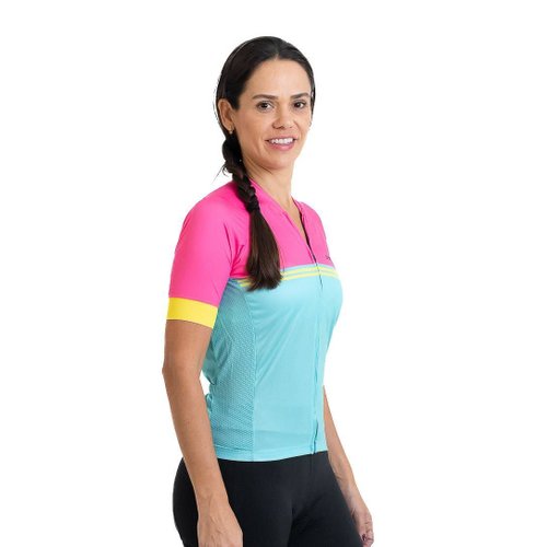 Camisa Ciclismo Bicicleta DaMatta Feminina Biker Verde/Rosa