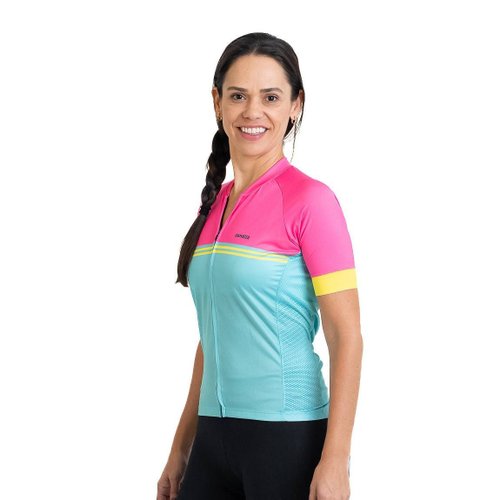 Camisa Ciclismo Bicicleta DaMatta Feminina Biker Verde/Rosa