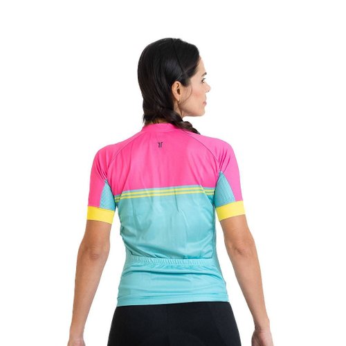 Camisa Ciclismo Bicicleta DaMatta Feminina Biker Verde/Rosa
