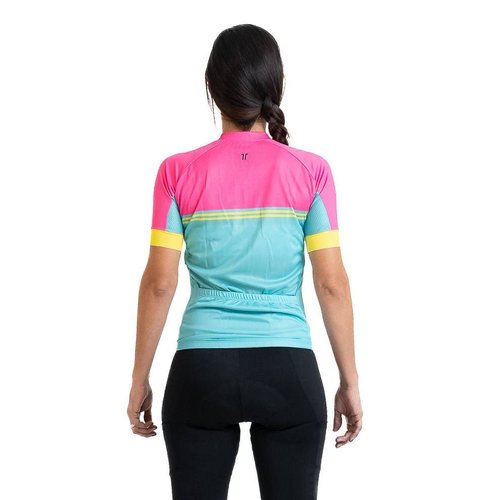 Camisa Ciclismo Bicicleta DaMatta Feminina Biker Verde/Rosa
