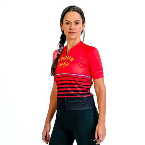 Camisa Ciclismo Bicicleta DaMatta Feminina Mountain Bike Rosa/Amarelo