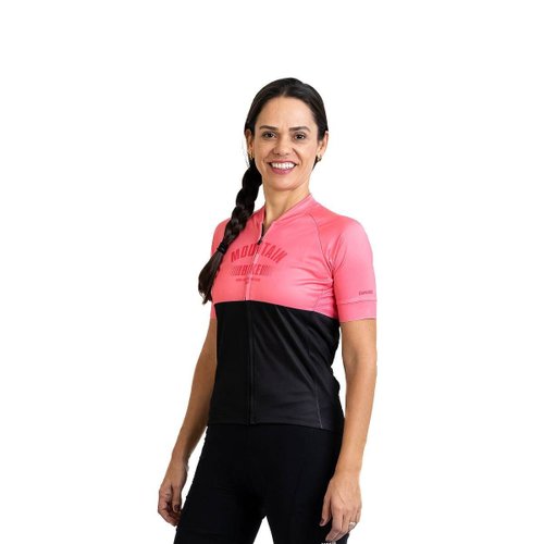 Camisa Ciclismo Bicicleta DaMatta Feminina Mountain Bike Rosa/Preto