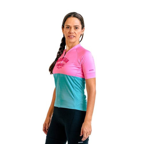 Camisa Ciclismo Bicicleta DaMatta Feminina Mountain Bike Rosa/Verde
