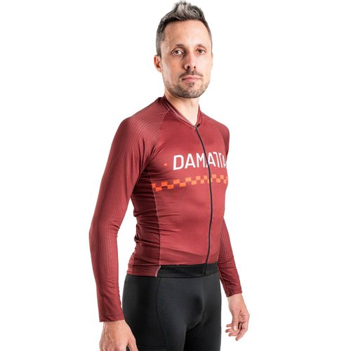 Camisa Ciclismo Bicicleta DaMatta Manga Longa Solid Vinho