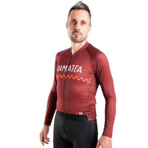Camisa Ciclismo Bicicleta DaMatta Manga Longa Solid Vinho