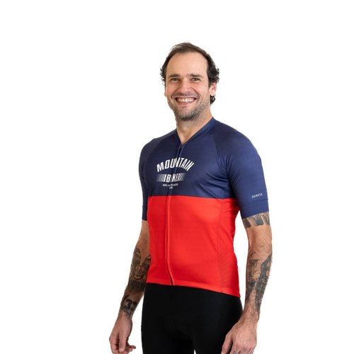 Camisa Ciclismo Bicicleta DaMatta Mountain Bike Azul/Vermelho