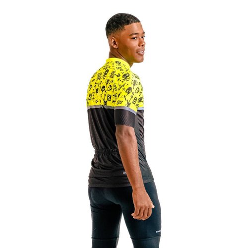 Camisa Ciclismo Bicicleta DaMatta Rock n Roll Amarelo/Preto