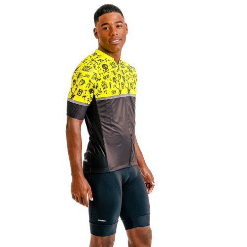 Camisa Ciclismo Bicicleta DaMatta Rock n Roll Amarelo/Preto