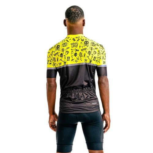 Camisa Ciclismo Bicicleta DaMatta Rock n Roll Amarelo/Preto