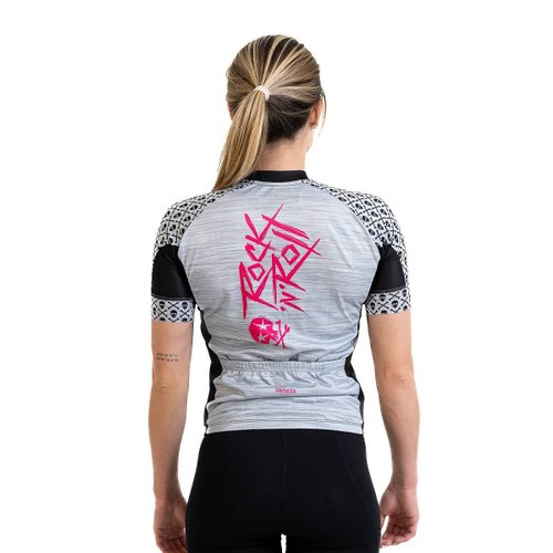 Camisa Ciclismo Bicicleta DaMatta Rock N Roll Cinza/Rosa