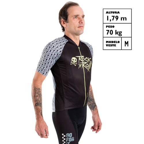 Camisa Ciclismo Bicicleta DaMatta Rock N Roll Preto/Amarelo