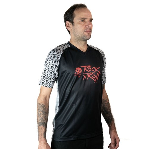 Camisa Ciclismo Bicicleta DaMatta Rock n Roll Enduro Preto/Vermelho