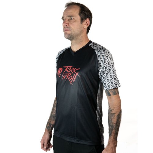 Camisa Ciclismo Bicicleta DaMatta Rock n Roll Enduro Preto/Vermelho