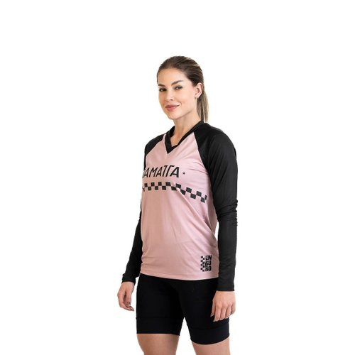 Camisa Race Ciclismo Bicicleta DaMatta Enduro Manga Longa Rosa