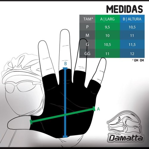 Luvas Infantil DaMatta Ciclismo Dedo Curto Azul/Preto