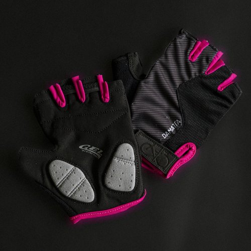 Luvas Flames DaMatta Gel Ciclismo Dedo Curto Preto/Rosa