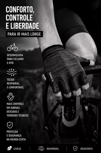 Luvas Eco DaMatta Ciclismo Dedo Curto Preto/Cinza