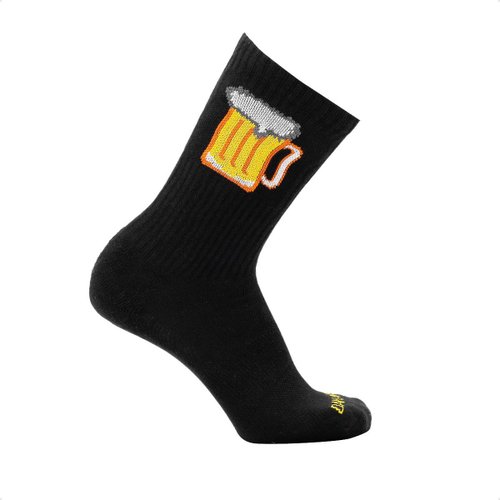 Meia Beer Cerveja Damatta Ciclismo Bicicleta Corrida Preto/Amarelo