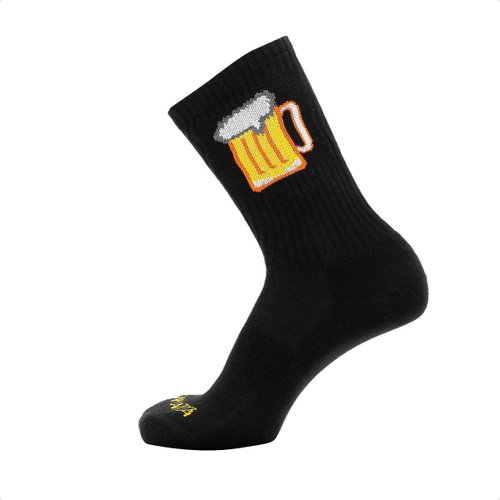 Meia Beer Cerveja Damatta Ciclismo Bicicleta Corrida Preto/Amarelo