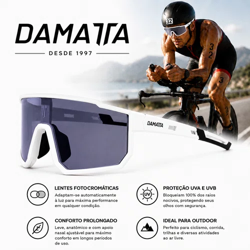 Óculos Esportivo Ciclismo Dirt DaMatta - Fotocromático - Branco