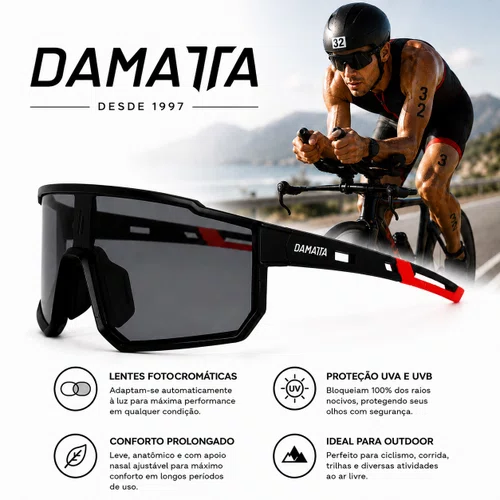 Óculos Esportivo Ciclismo Dirt DaMatta - Fotocromático - Preto