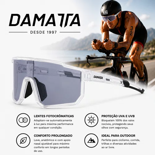 Óculos Esportivo Ciclismo Dirt DaMatta - Fotocromático - Transparente