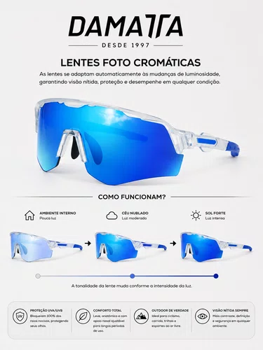Óculos Esportivo Ciclismo Trail DaMatta Fotocromático - Azul