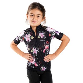 Camisa Ciclismo Bicicleta DaMatta Infantil Flower Preto