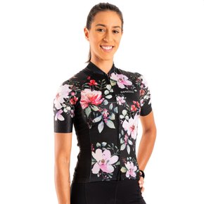 Camisa Ciclismo Bicicleta DaMatta Feminina Flower Preta Camisa Ciclismo Bicicleta DaMatta Feminina Flower Preta