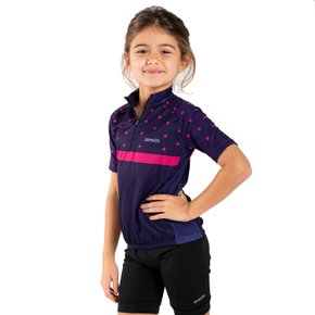 Camisa Ciclismo Bicicleta DaMatta Infantil Poá Roxo/Rosa Camisa Ciclismo Bicicleta DaMatta Infantil Poá Roxo/Rosa