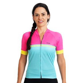 Camisa Ciclismo Bicicleta DaMatta Feminina Biker Verde/Rosa