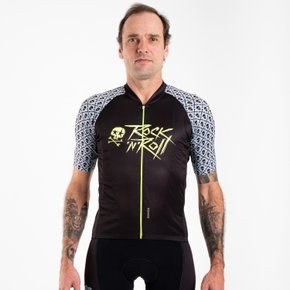 Camisa Ciclismo Bicicleta DaMatta Rock N Roll Preto/Amarelo
