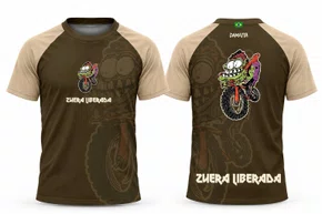Camisa Enduro Personalizada Manga Curta Zuera Liberada Marrom