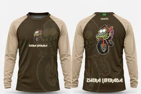 Camisa Enduro Personalizada Manga Longa Zuera Liberada Marrom