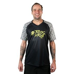 Camisa Ciclismo Bicicleta DaMatta Rock n Roll Enduro Preto/Amarelo