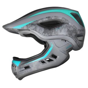 Capacete HighOne FullFace Fechado Bicicleta Ciclismo Cinza/Acqua