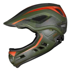 Capacete HighOne FullFace Fechado Bicicleta Ciclismo Verde/Laranja