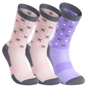 Kit 3 Pares Meia DaMatta Bicicleta Corrida Poliamida - Rosa e Roxo