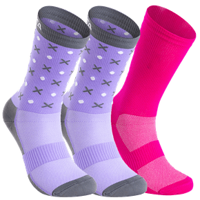 Kit 3 Pares Meia DaMatta Bicicleta Corrida Poliamida - Roxo e Pink