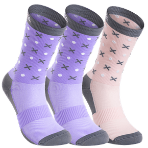 Kit 3 Pares Meia DaMatta Bicicleta Corrida Poliamida - Roxo e Rosa